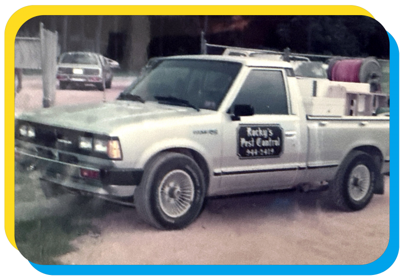 Older photo of a rockys truck with decal